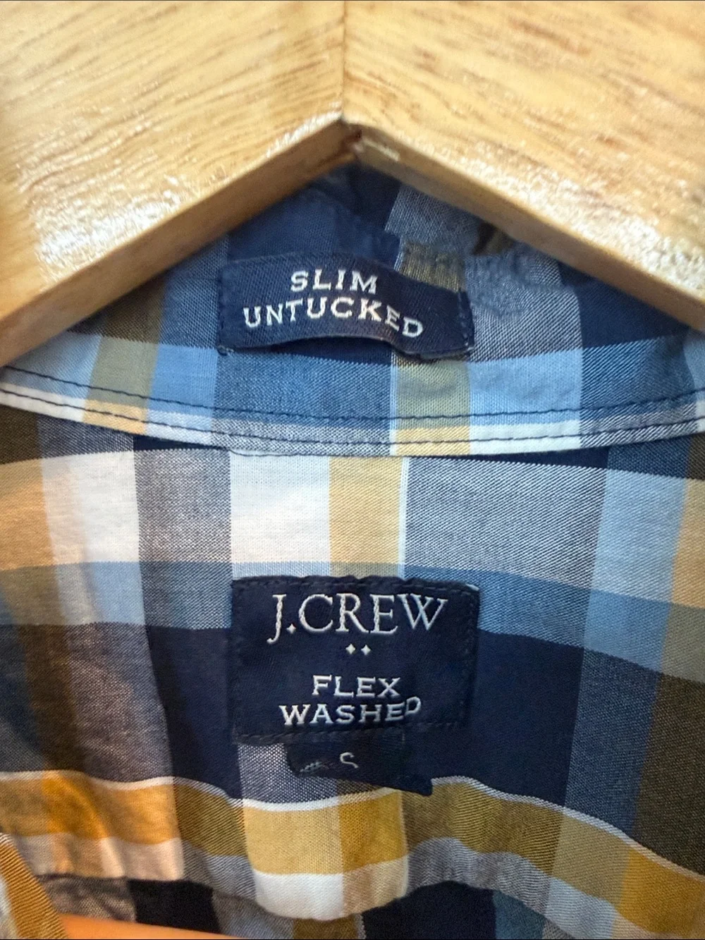 J. Crew Navy, Mustard & White Plaid Button-Down Shirt